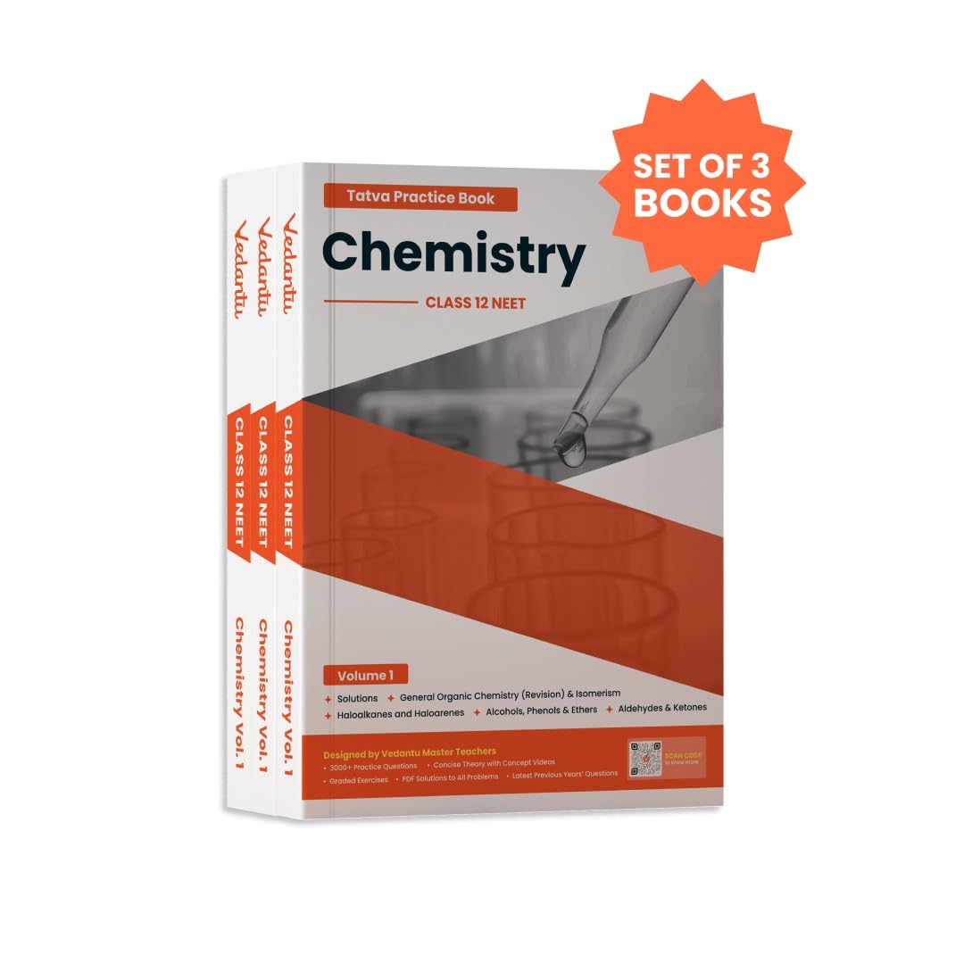 Vedantu NEET TATVA Class 12 Chemistry Book Set Of 3 | Latest Edition Study Material For NEET 2026 Preparation | Included Chapterwise PYQs, Theory & Exercises With QR Code Concept Videos