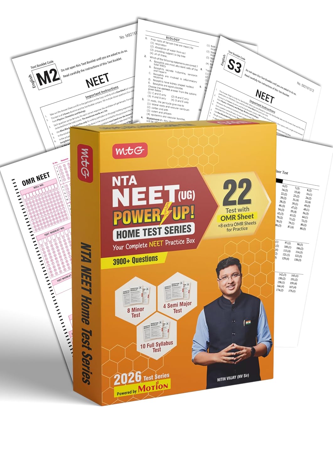 MTG NTA NEET Home Test Series For 2026 Exam By NV Sir | 22 Mock Test Papers + OMR Sheet for Practice | 3900+ MCQs With Answer Key Physics, Chemistry & Biology (Based on Latest NTA Pattern & NEET Syllabus)
