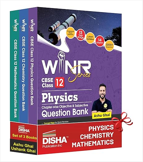 Disha Combo (set of 3 Books) WINR Series CBSE Class 12 Physics, Chemistry & Mathematics Chapter-wise Objective & Subjective Question Bank | New Syllabus | For 2026 Exam | Fully Solved | Competency (CFPQ)