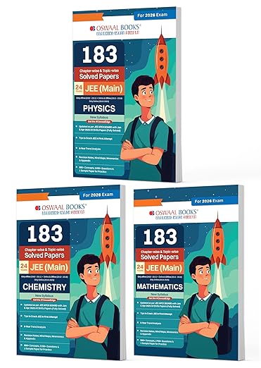 Oswaal 183 Chapter-wise & Topic-wise Solved Papers JEE (Main) | Online (2012-2025) & Offline (2002-2018) | Physics, Chemistry & Mathematics (Set of 3 Books) | For 2026 Exam