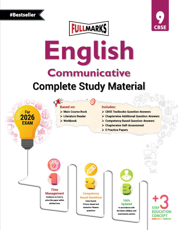 Full Marks English Communicative Complete Study Material Class 9 | Based on Main Course Book, Literature Reader, Workbook | Includes Chapterwise Summary, Solved Q/A, Practice Papers and More