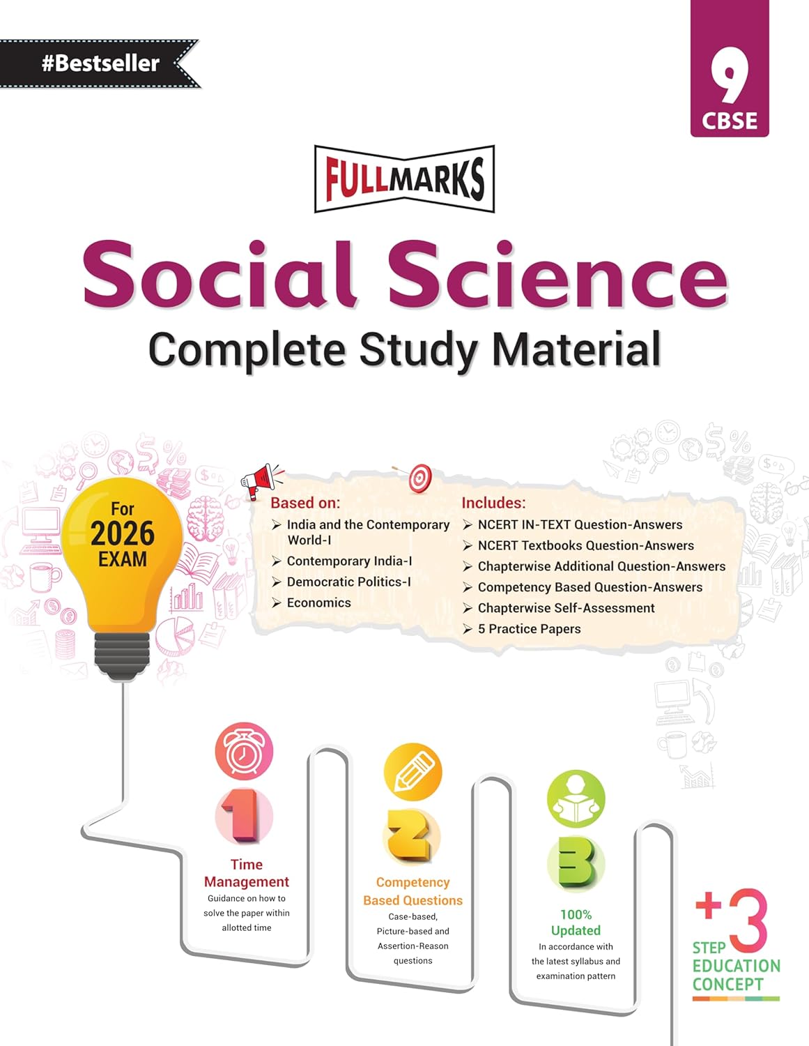 Full Marks Social Science Complete Study Material Class 9 | Based on India and the Contemporary World-I, Contemporary India-I, Democratic Politics-I, Economics | Includes Chapterwise Summary, Solved Q/A, Practice Papers and More
