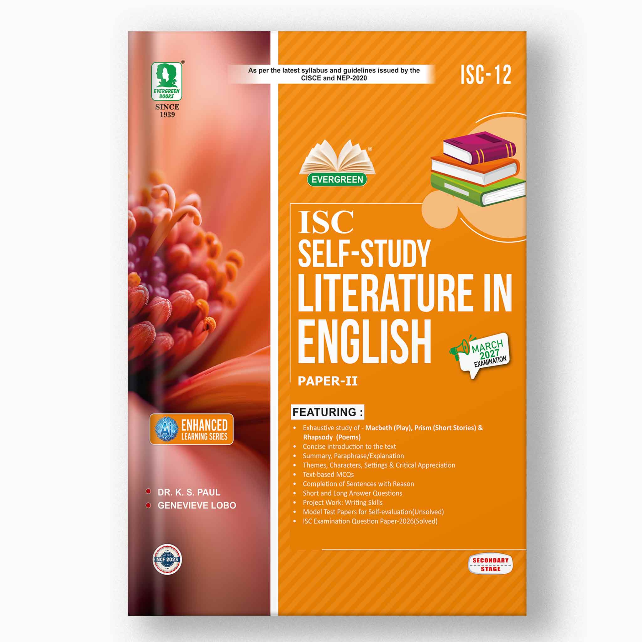 Evergreen ISC Self-Study English Literature Paper-II for Class 12, 2026 Exams