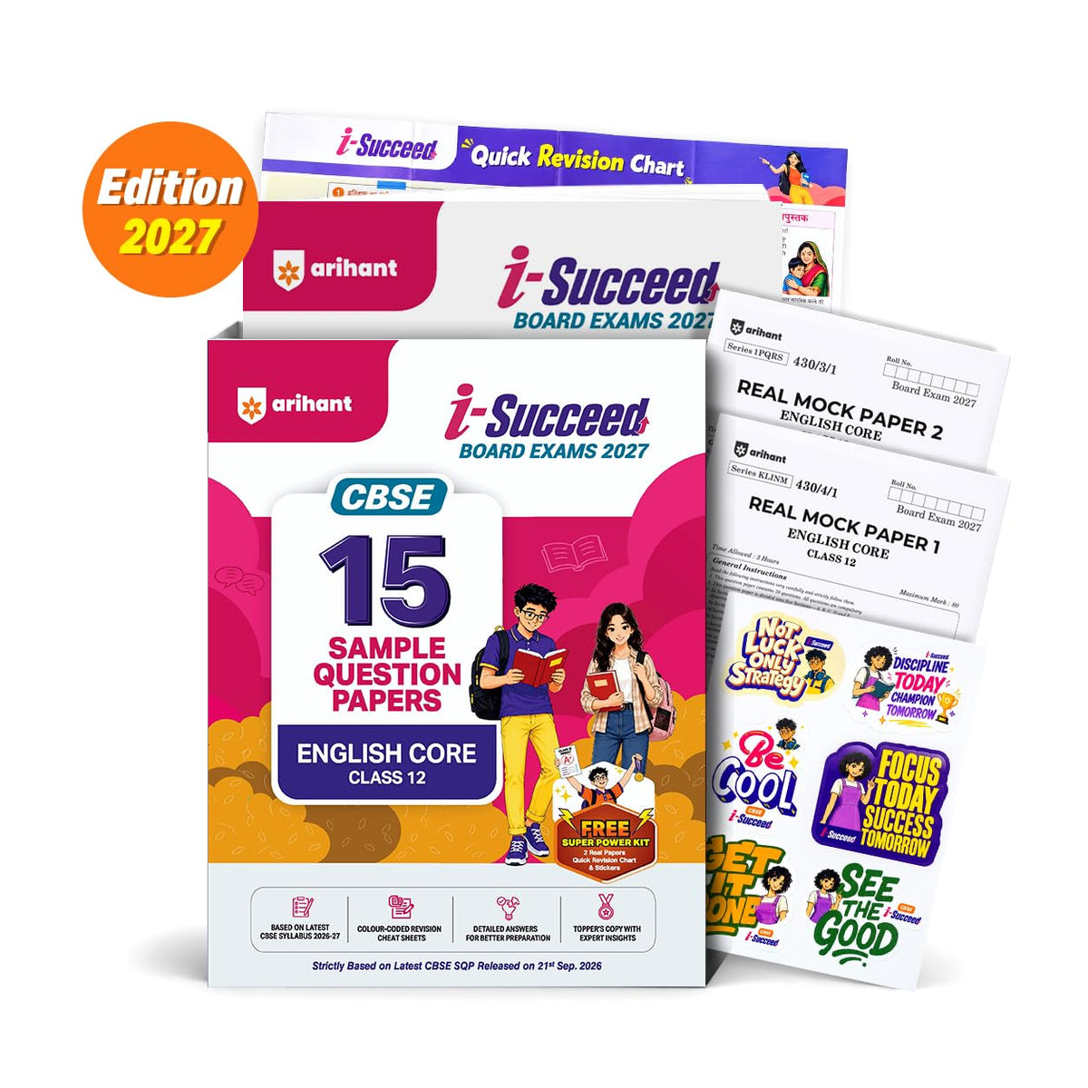 Arihant i-Succeed CBSE Sample Papers 2027 Class 12 English Core | 15 Sample Question Papers | Colour-Coded Revision Cheat Sheets, Toppers Copy with Expert Insights | Free Super Power Kit