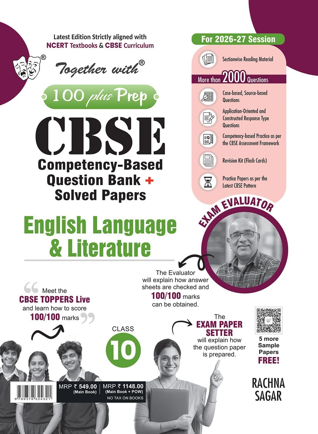 Together with 100 Plus Prep CBSE Question Bank for Class 10 English LLR 2026| Chapter-wise Study Material With Practice Papers & Latest Board Exam Paper 2026 with answers
