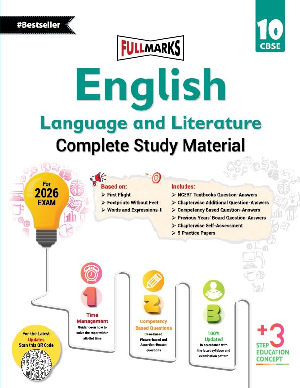 Full Marks English Language & Literature Complete Study Material Class 10 | Based on First Flight, Footprints Without Feets, Words and Expressions-II | Includes Chapterwise Summary, Solved Q/A, Practice Papers and More