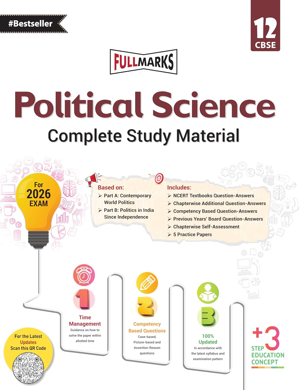 Full Marks Political Science Complete Study Material Class 12 | Based on Part A: Contemporary World Politics, Part B: Politics in India Since ... Summary, Solved Q/A, Practice Papers and More