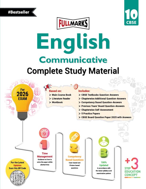 Full Marks English Communicative Complete Study Material Class 10 | Based on Main Course Book, Literature Reader, Workbook | Includes Chapterwise Summary, Solved Q/A, Practice Papers and More