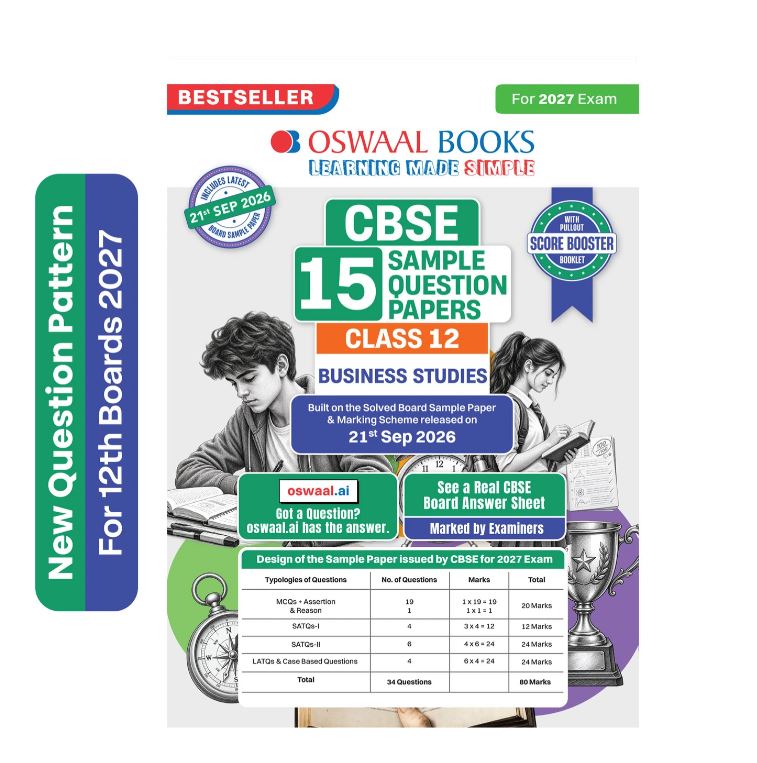 Oswaal Sample Paper Class 12 Business Studies for CBSE 2026-27 Board Exams based on latest CBSE SQP dated (21 Sep 2026) | New Questions Typologies