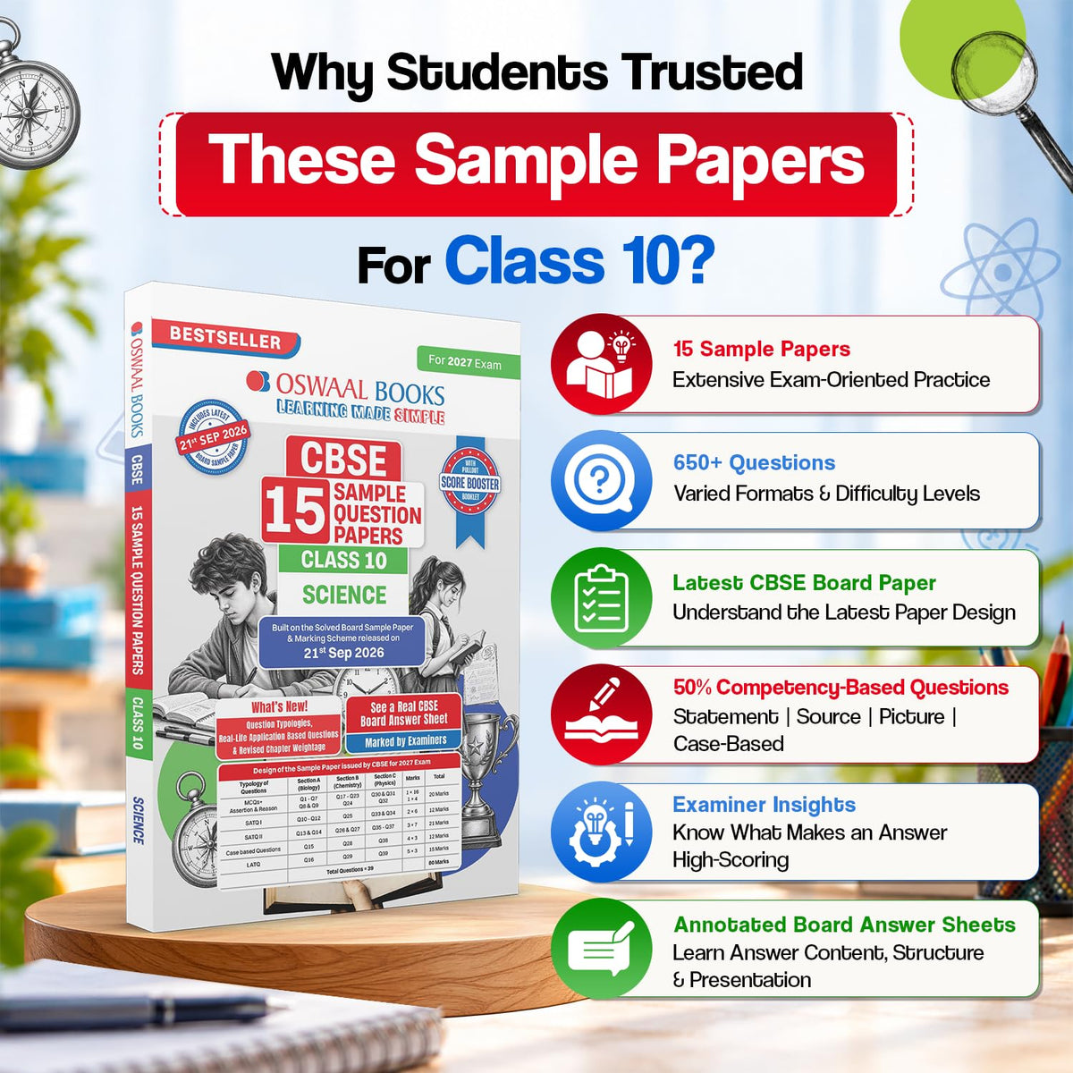 Oswaal Sample Paper Class 10 Science for CBSE 2026-27 Board Exams based on latest CBSE SQP dated (21 Sep 2026) | New Questions Typologies