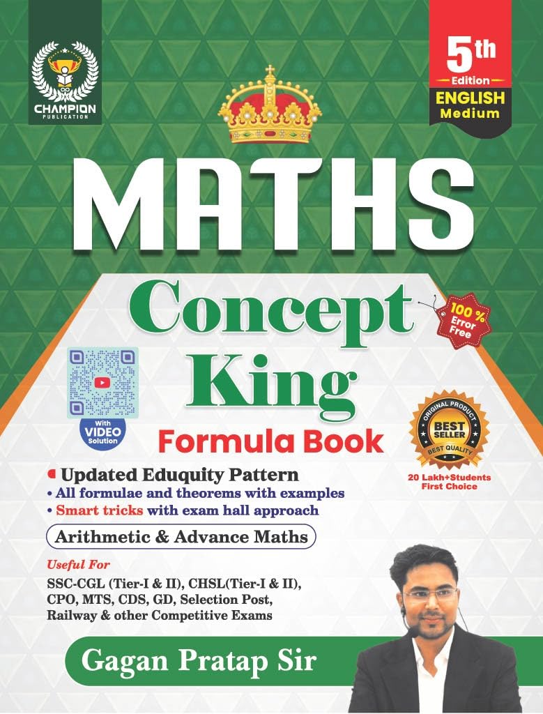 Maths Concept King (English Medium) Formula Book | All Formulas And Theorem | Smart Tricks | Arithmetic & Advance Maths | Edition 2025 | SSC CGL, CPO, CHSL, MTS, CDS, UPSC |All Other Competitive Exams