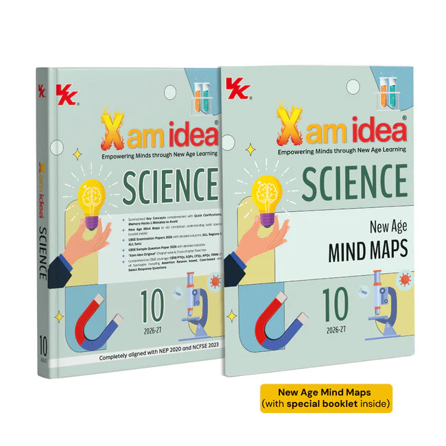 Xam Idea Science Class 10 – (CBSE 2026-27) | Mind Maps | Solved NCERT Intext and Exercise | Solved PYQs | MCQs, Assertion-Reason, Case-based Questions | VSA, SA, LA | Solved 2026 CBSE Exam and Sample Papers | Practice Papers