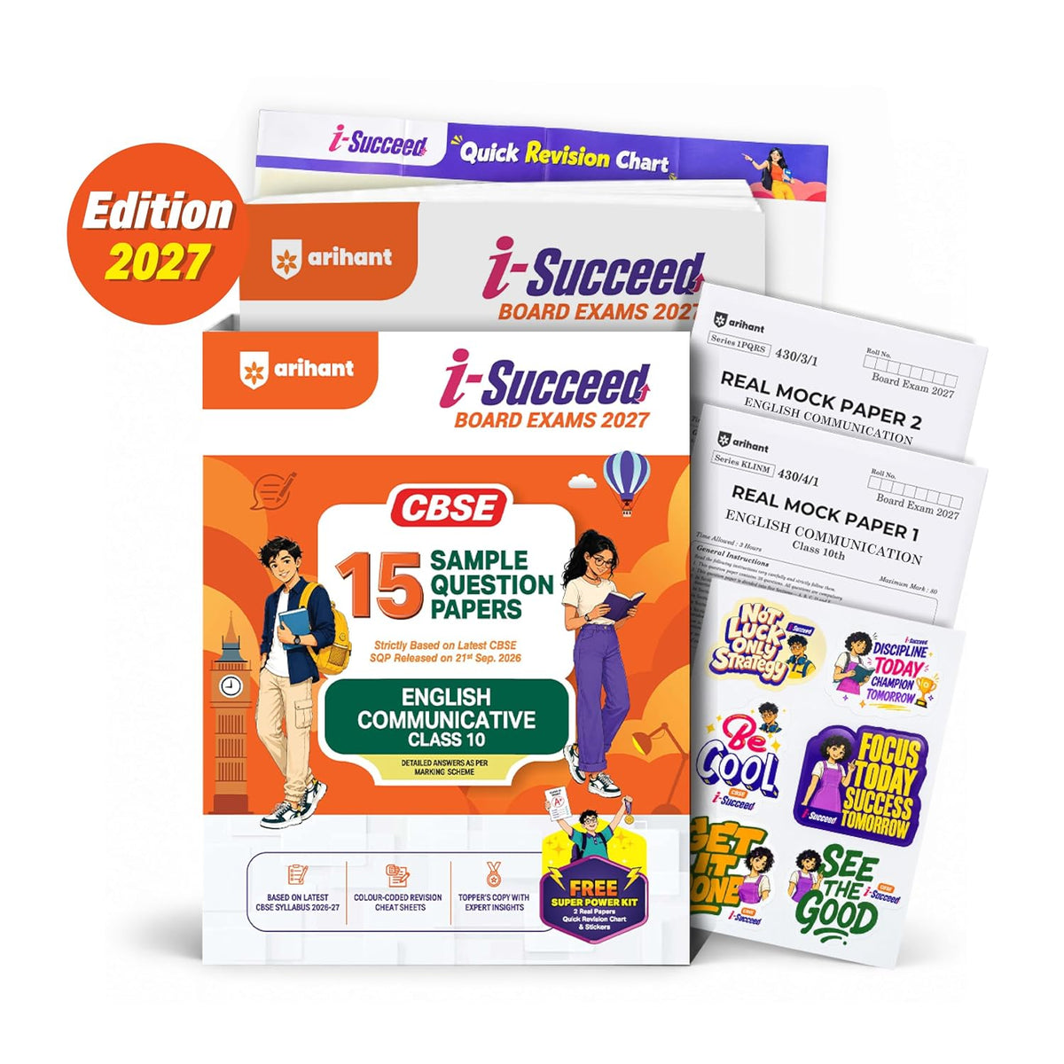 Arihant i-Succeed CBSE Sample Papers 2027 Class 10 English Communicative | 15 Sample Question Papers | Colour-Coded Revision Cheat Sheets | Toppers Copy with Expert Insights | Free Super Power Kit