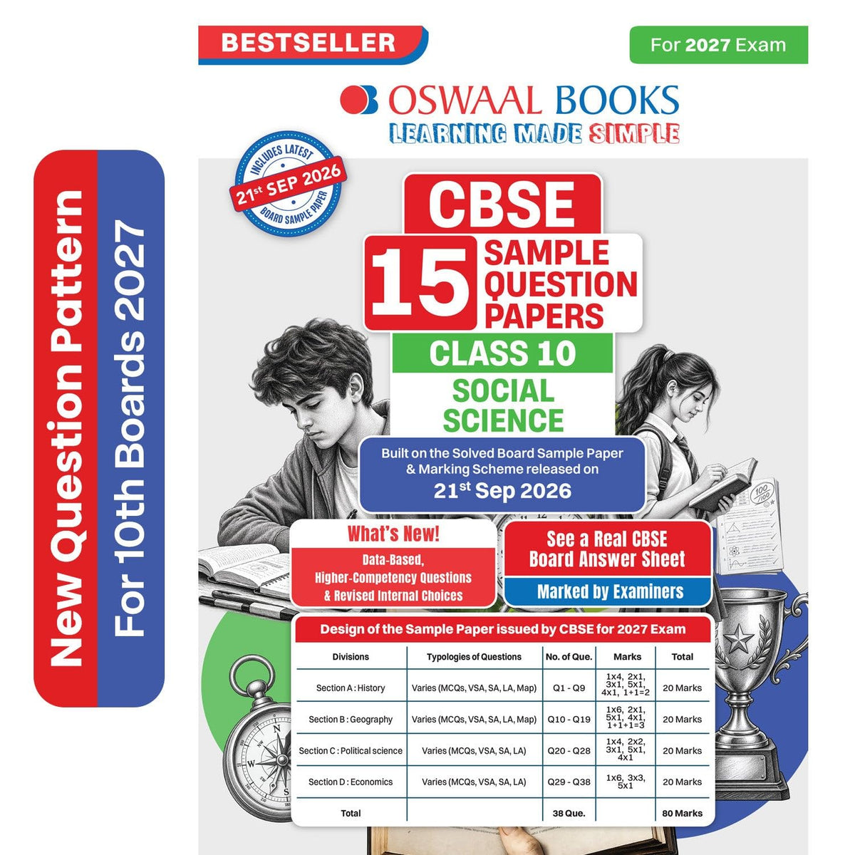 Oswaal Sample Paper Class 10 Social Science for CBSE 2026-27 Board Exams based on latest CBSE SQP dated (21 Sep 2026) | New Questions Typologies
