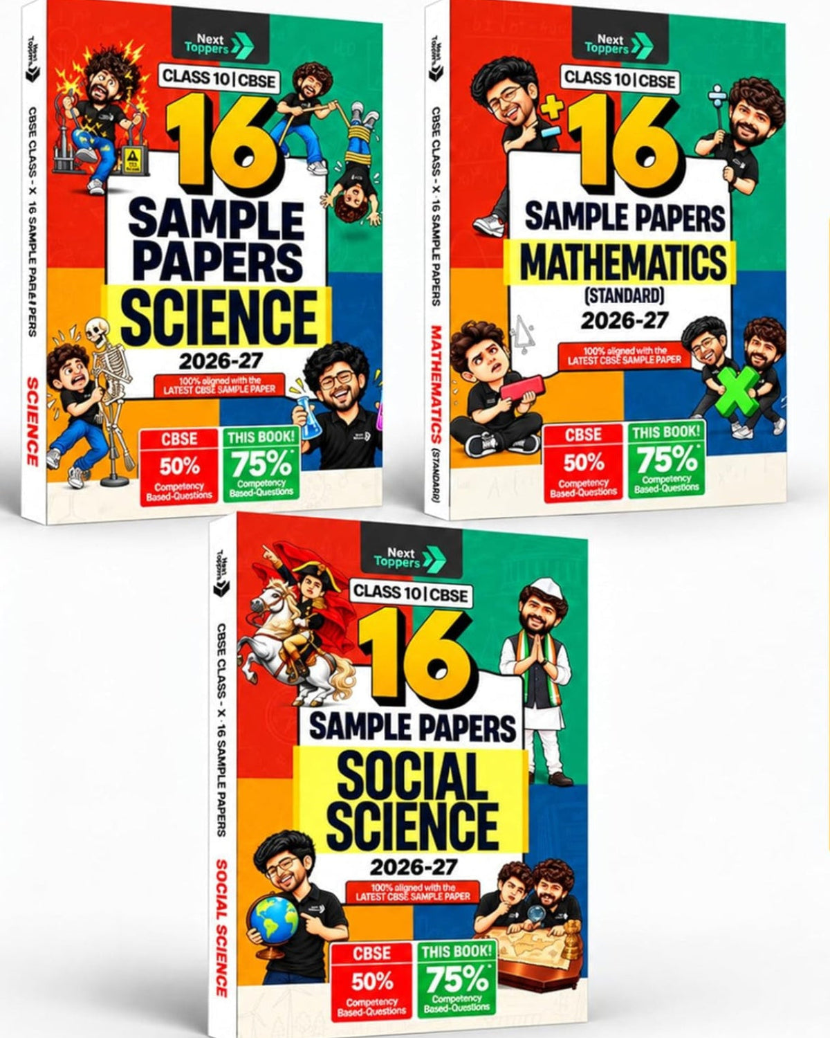 Next Toppers Sample Papers Class 10 2026-27 CBSE Board Examinations | Science, Mathematics Standard & Social Science | 3 Books Combo by Prashant Kirad, Shobhit Nirwan & Digraj Singh Rajput | Board Exam 2027