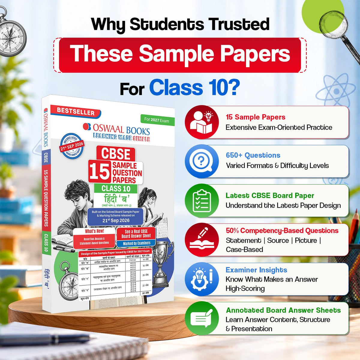 Oswaal Sample Paper Class 10 Hindi-B for CBSE 2026-27 Board Exams based on latest CBSE SQP dated (21 Sep 2026) | New Questions Typologies