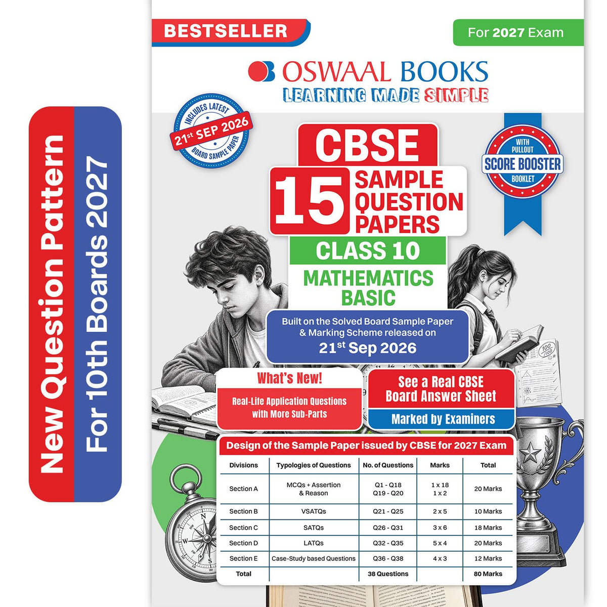 Oswaal Sample Paper Class 10 Mathematics Basic for CBSE 2026-27 Board Exams based on latest CBSE SQP dated (21 Sep 2026) | New Questions Typologies