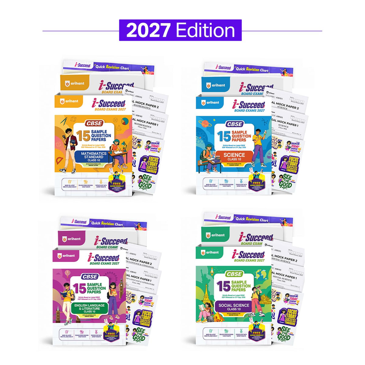 Arihant Sample Paper Class 10 Combo 2027 | Social Science, English Language & Literature, Science & Mathematics Standard | 15 Sample Question Papers|Toppers Copy, Free Super Power Kit