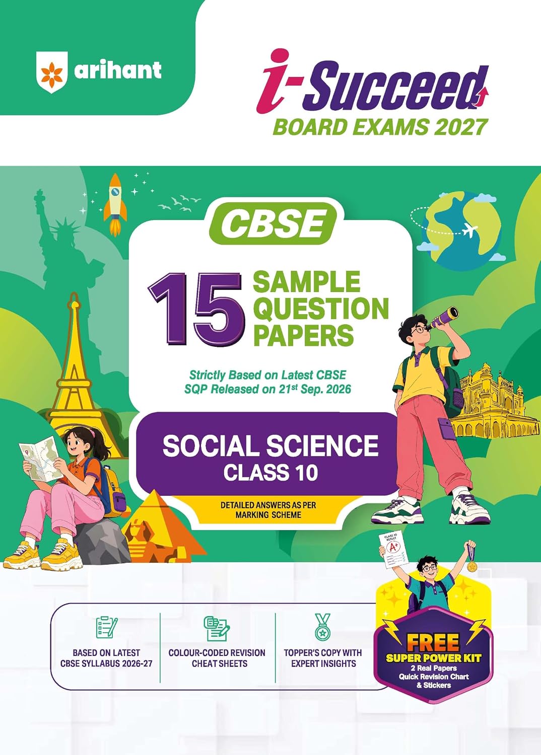 Arihant Sample Paper Class 10 Combo 2027 | Social Science, English Language & Literature, Science & Mathematics Standard | 15 Sample Question Papers|Toppers Copy, Free Super Power Kit