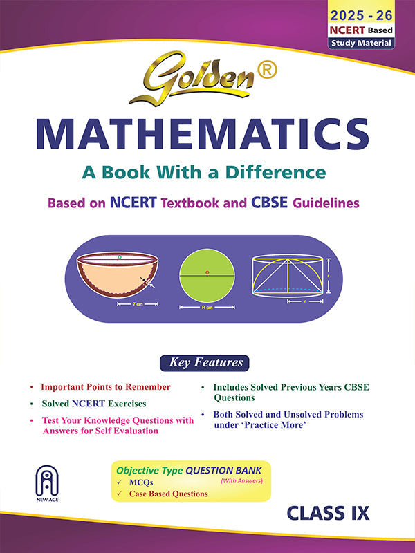 Golden Mathematics: Based on NCERT (For 2025 Final Exams, includes Objective Type Question Bank) - Class 9