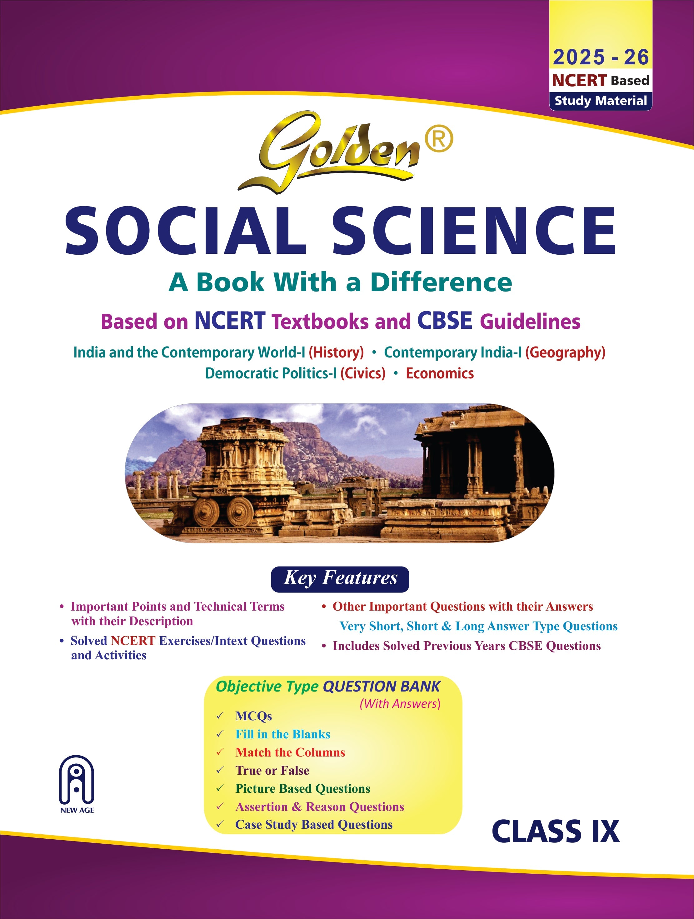 Golden Social Science (History, Geography, Civics and Economics): Based on NEW NCERT (For 2026 Final Exams, includes Objective Type Question Bank) - Class 9