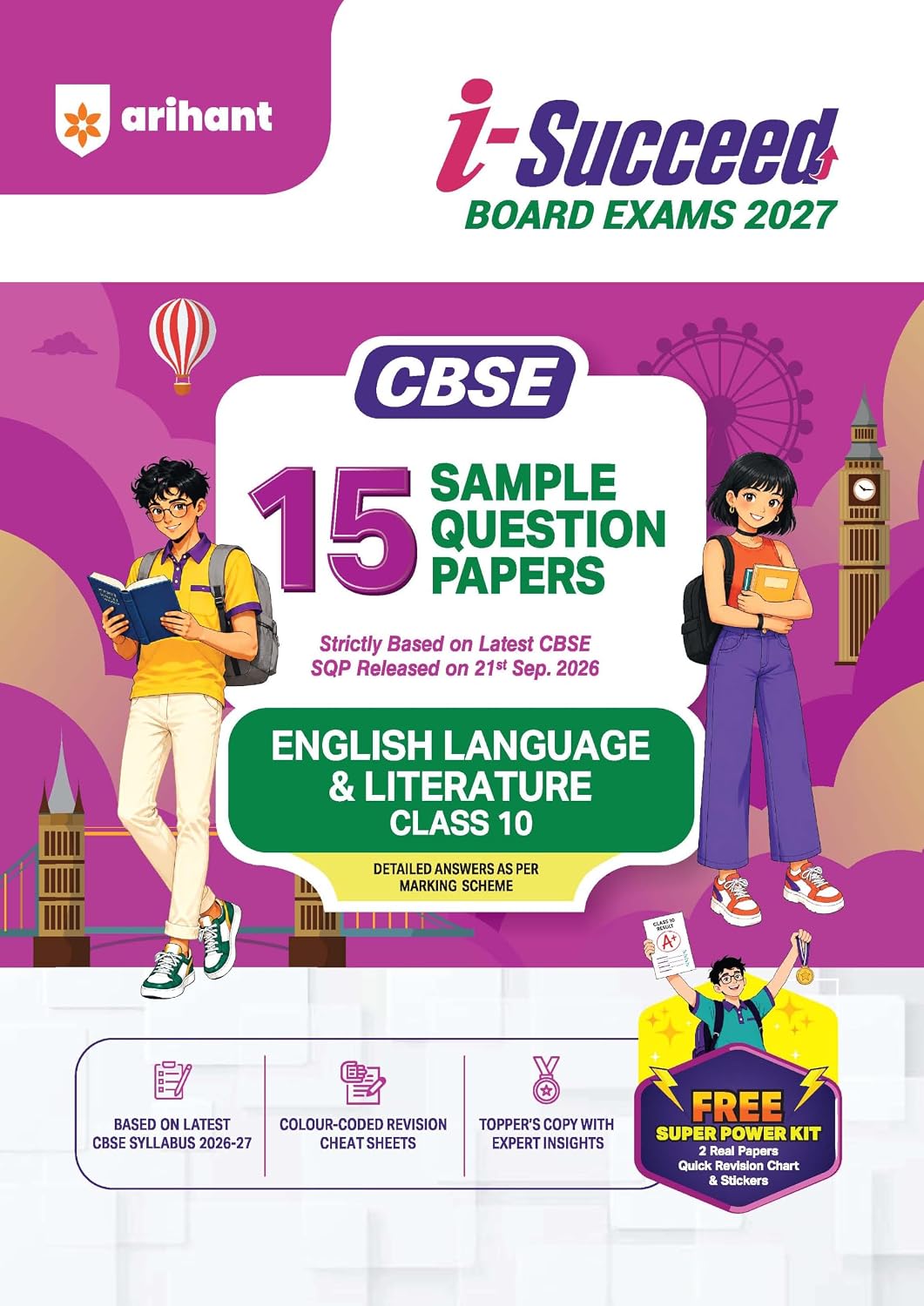 Arihant Sample Paper Class 10 Combo 2027 | Social Science, English Language & Literature, Science & Mathematics Standard | 15 Sample Question Papers|Toppers Copy, Free Super Power Kit