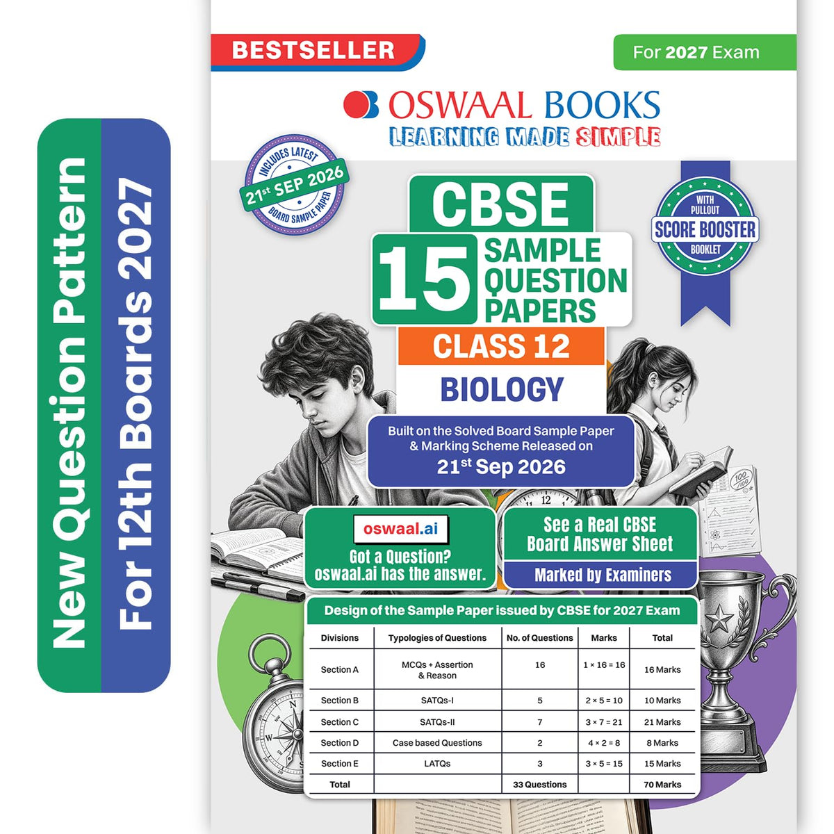 Oswaal Sample Paper Class 12 Biology for CBSE 2026-27 Board Exams based on latest CBSE SQP dated (21 Sep 2026) | New Questions Typologies