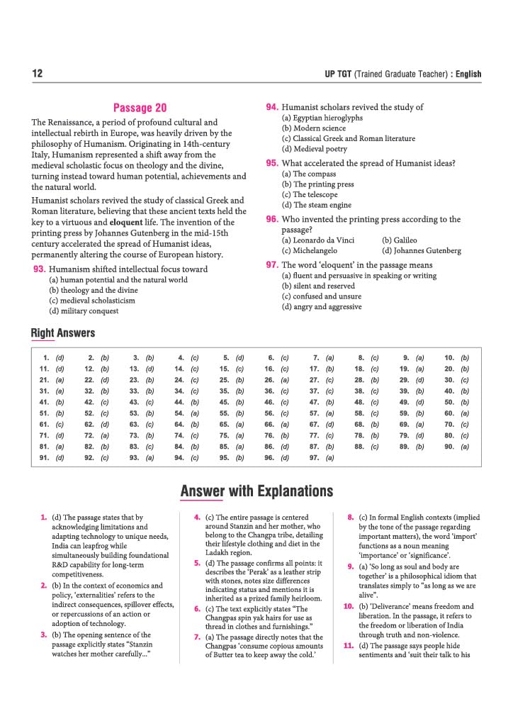 Arihant UP TGT English Book 2027 | UP TGT Selection Exam Preparation | Chapterwise Coverage, Practice Questions, TGT PYQs, 5 Practice Sets with OMR Sheets & Latest 2026 Solved Paper