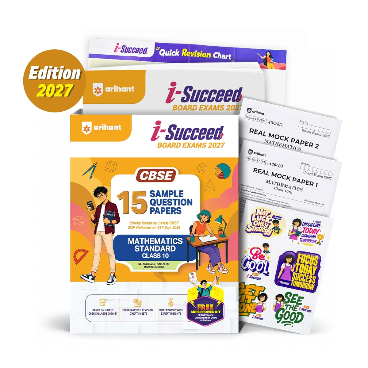 Arihant i-Succeed CBSE Sample Papers 2027 Class 10 Mathematics Standard | 15 Sample Question Papers | Colour-Coded Revision Cheat Sheets, Toppers Copy with Expert Insights | Free Super Power Kit
