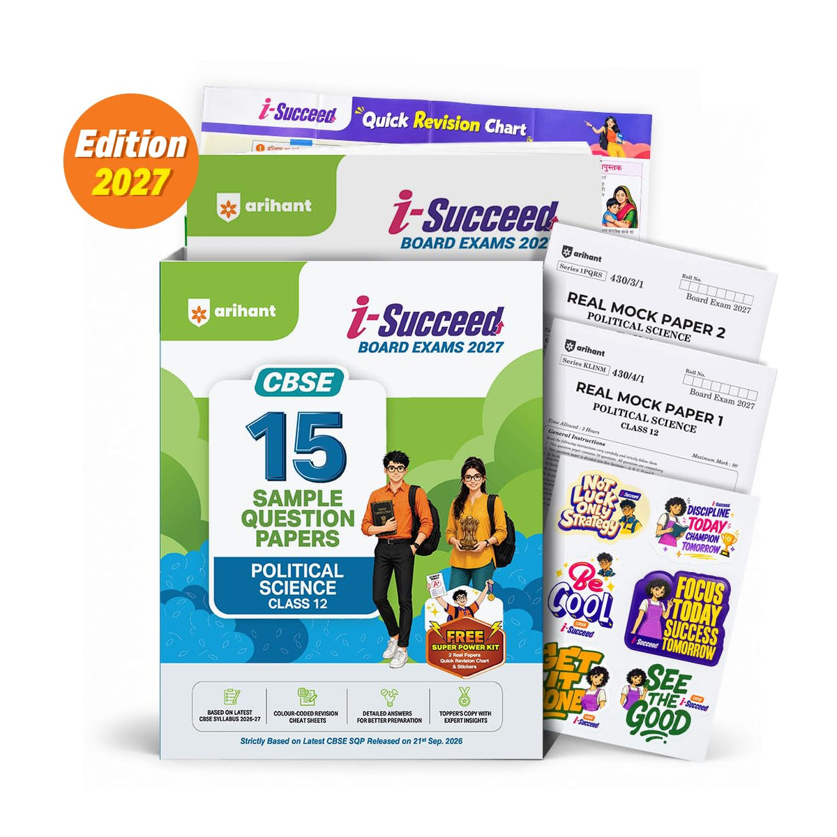 Arihant i-Succeed CBSE Sample Papers 2027 Class 12 Political Science | 15 Sample Question Papers | Colour-Coded Revision Cheat Sheets, Toppers Copy with Expert Insights | Free Super Power Kit