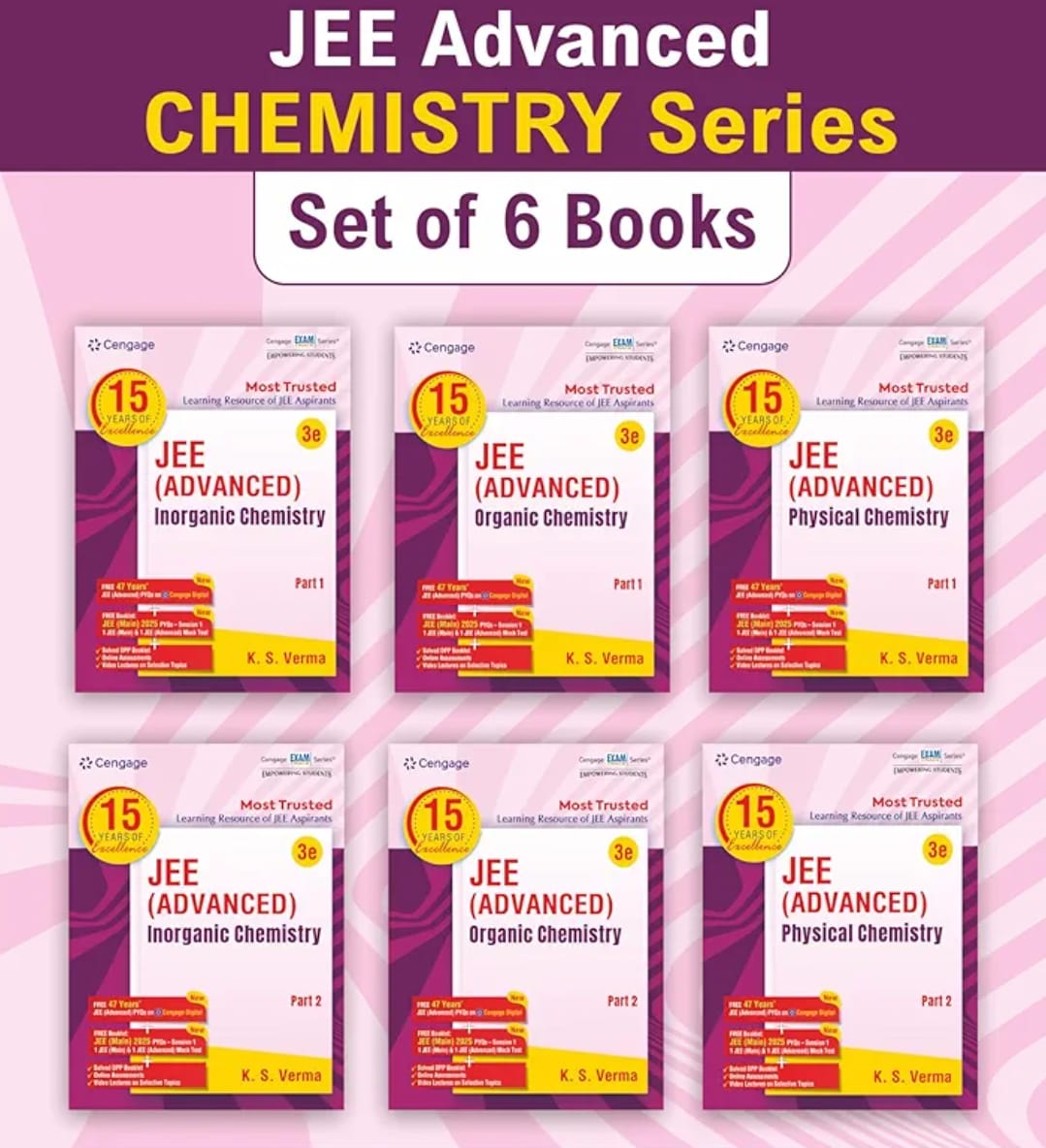 Cengage Chemistry Combo for JEE Advanced Physical Chemistry (1 & 2) + Organic Chemistry (1 & 2) + Inorganic Chemistry (1 & 2) Set of 6 Books with Free Online Assessments & Digital Content