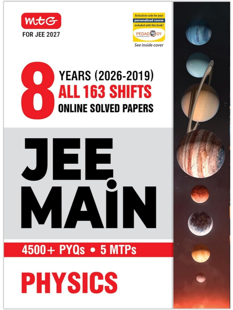 MTG JEE Main 8 Years (2026-2019) PYQs Physics | All 163 Shift Previous Years Solved Papers For JEE Main 2027 Exams | 5 Mock Test Papers