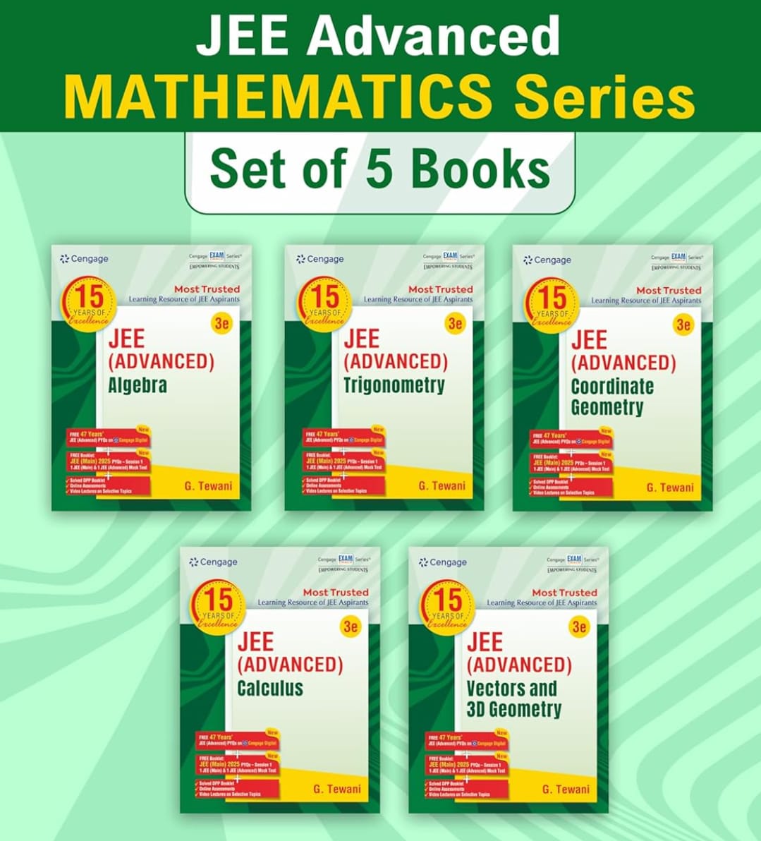 Cengage Mathematics Combo for JEE Advanced Algebra + Calculus + Coordinate Geometry + Trigonometry + Vectors and 3D Geometry Set of 5 Books with Free Online Assessments & Digital Content