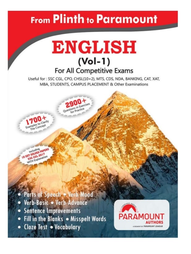 Plinth to Paramount English Volume 1 2026 Edition Useful for all SSC Exams