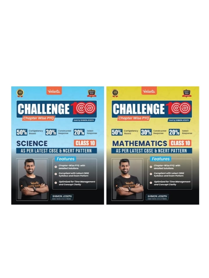 Vedantu Challenge 100 Science & Maths Combo Class 10 Books Set of 2 | CBSE Chapterwise PYQ & Solutions | NCERT 2026 Exam Prep | Objective & Subjective Practice | Score Booster by Shimon Joseph