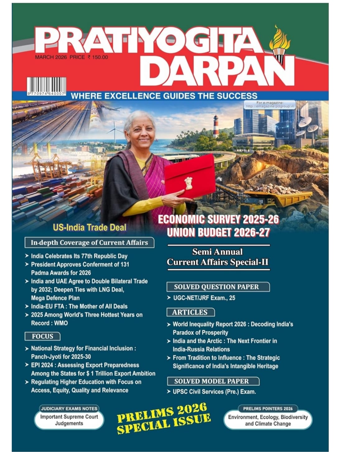 Pratiyogita Darpan English March 2026 | Prelims 2026 Special Issue | Economic Survey 2025–26 & Union Budget 2026–27 | UPSC IAS PCS SSC Banking Current ... IAS PCS SSC Banking Current Affairs Magazine