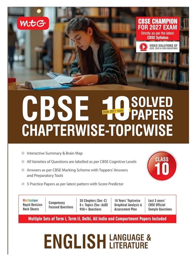 MTG CBSE Class 10 PYQs Book | 10 Years (2026-2017) Chapterwise Topicwise Solved Papers English Language & Literature - CBSE Champion For 2027 Exam | ... | CBSE Sample Paper (As Per Latest Pattern)