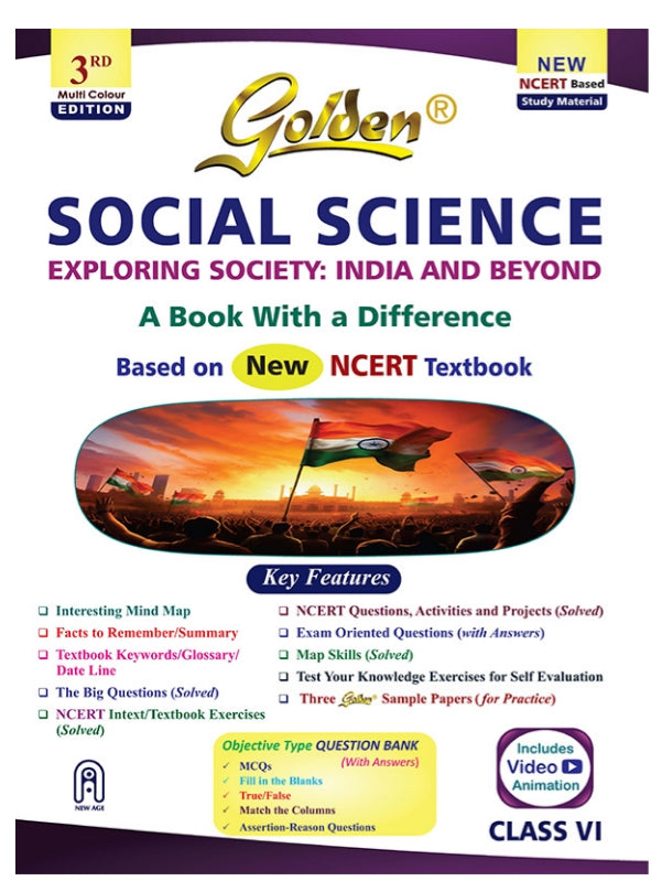 Golden Social Science Study Material Based on NEW NCERT Exploring Society: INDIA AND BEYOND For Class 6 For CBSE 2026 - 27 Board Exams