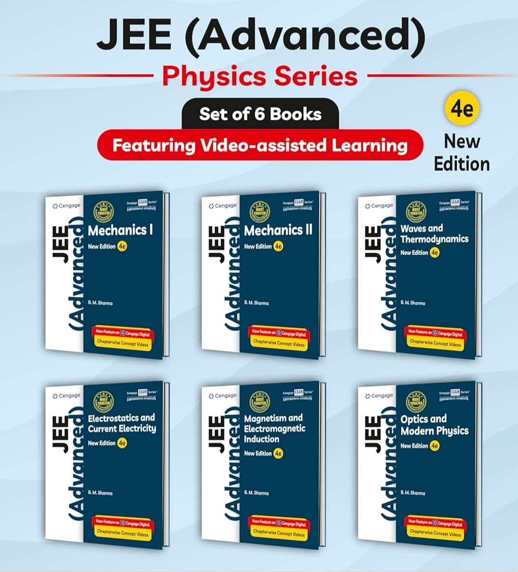 Cengage Physics Combo for JEE Advanced: Mechanics I & II + Waves + Electrostatics + Magnetism + Optics Set of 6 Books with Chapterwise Concept Videos & Online Assessments
