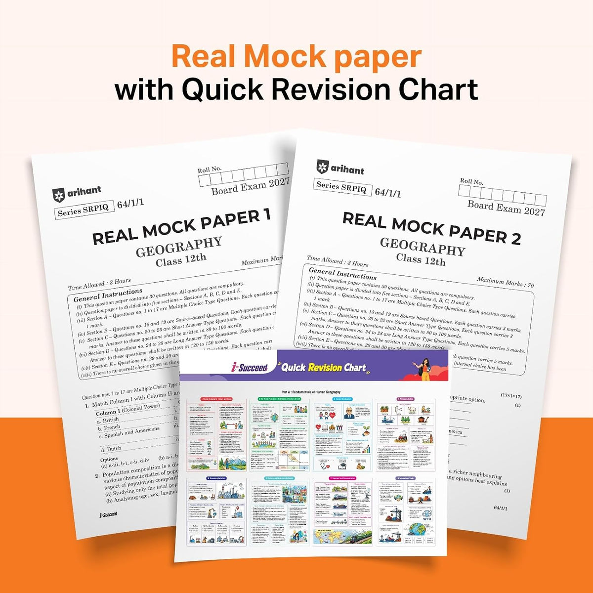 Arihant i-Succeed CBSE Sample Papers 2027 Class 12 Geography | 15 Sample Question Papers | Colour-Coded Revision Cheat Sheets, Based on Libre Office | Free Super Power Kit