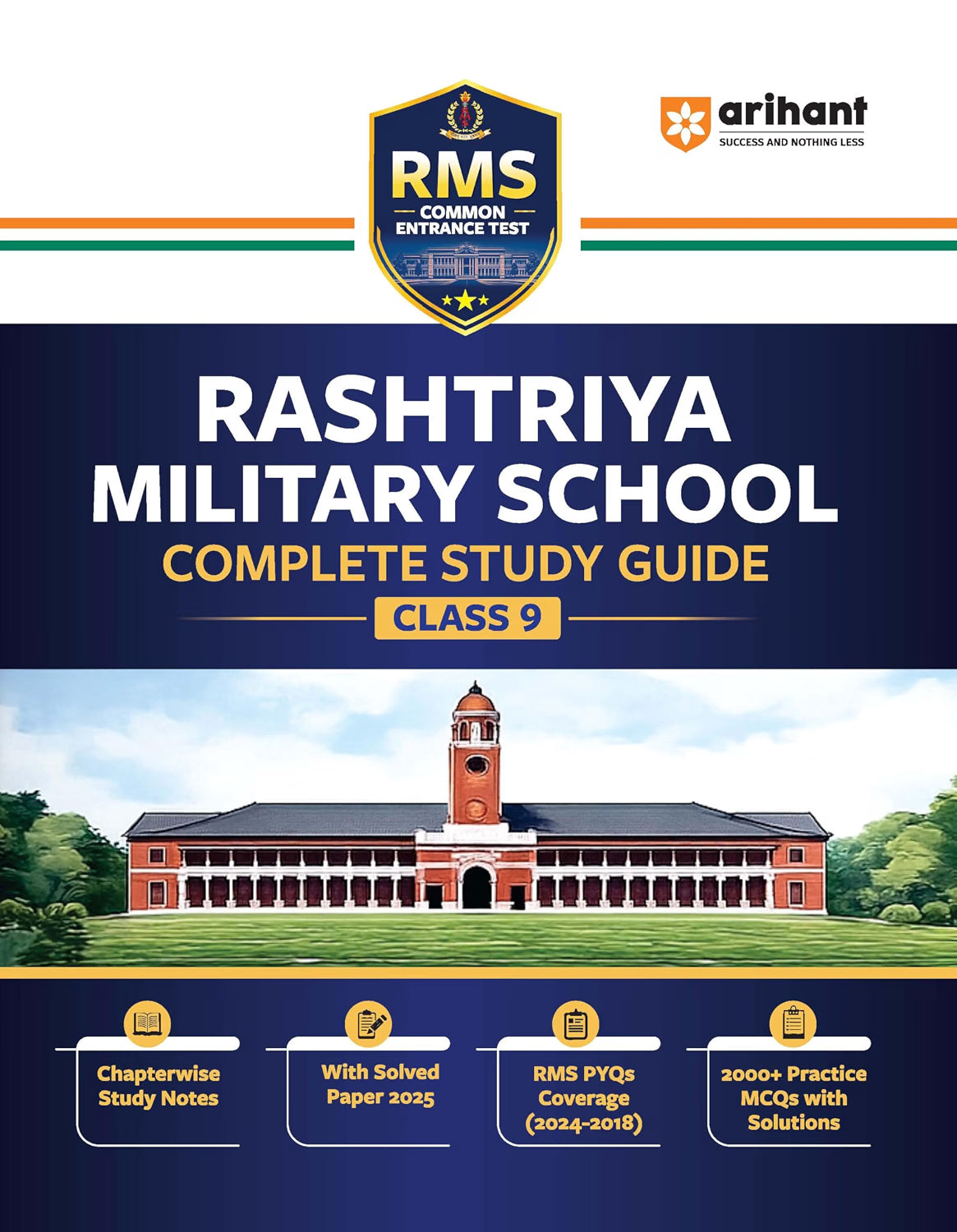 Arihant RMS (Rashtriya Military School) Class 9 Entrance Test 2026 | Complete Study Guide with Chapterwise Notes | Solved Paper 2025 | RMS PYQs ... | 2000+ Practice MCQs with Detailed Solutions