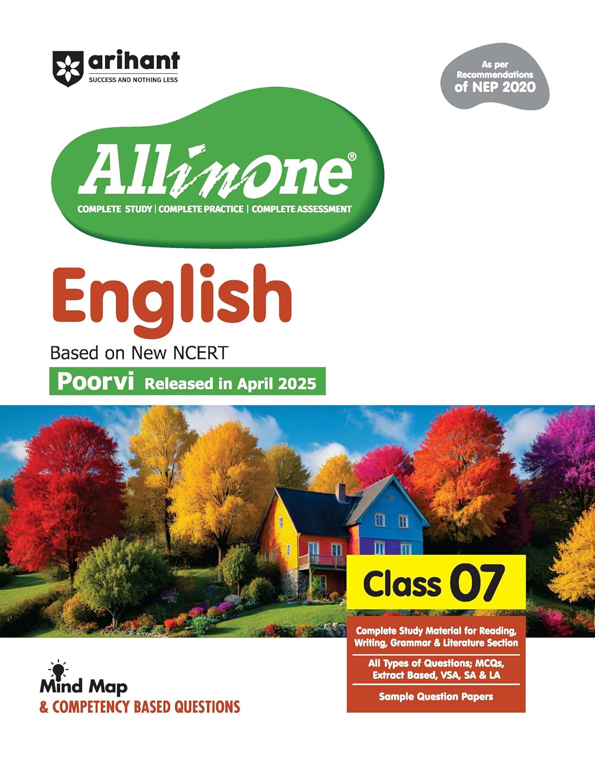 Arihant All in One English Class 7 for CBSE Exam 2025-26 | Based on the latest NCERT | Mind Map in Each Chapter | All types of Questions, MCQs, and Sample Question Papers