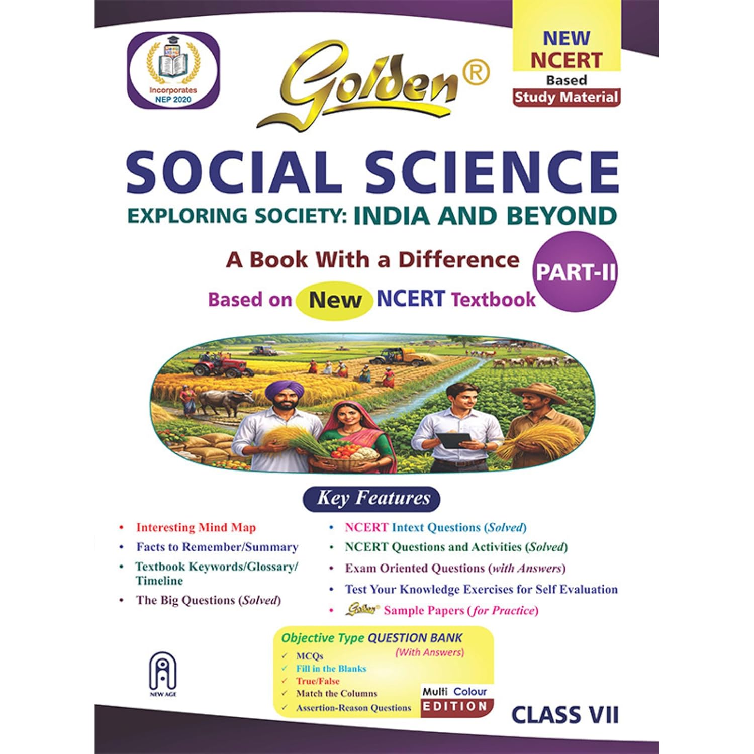 Golden Social Science Study Material Based on NEW NCERT EXPLORING SOCIETY: INDIA AND BEYOND Part-2 Class-7 | CBSE 2026 Exams | NCERT Textual Question | Sample Question Papers | Objective Type Question | MCQs