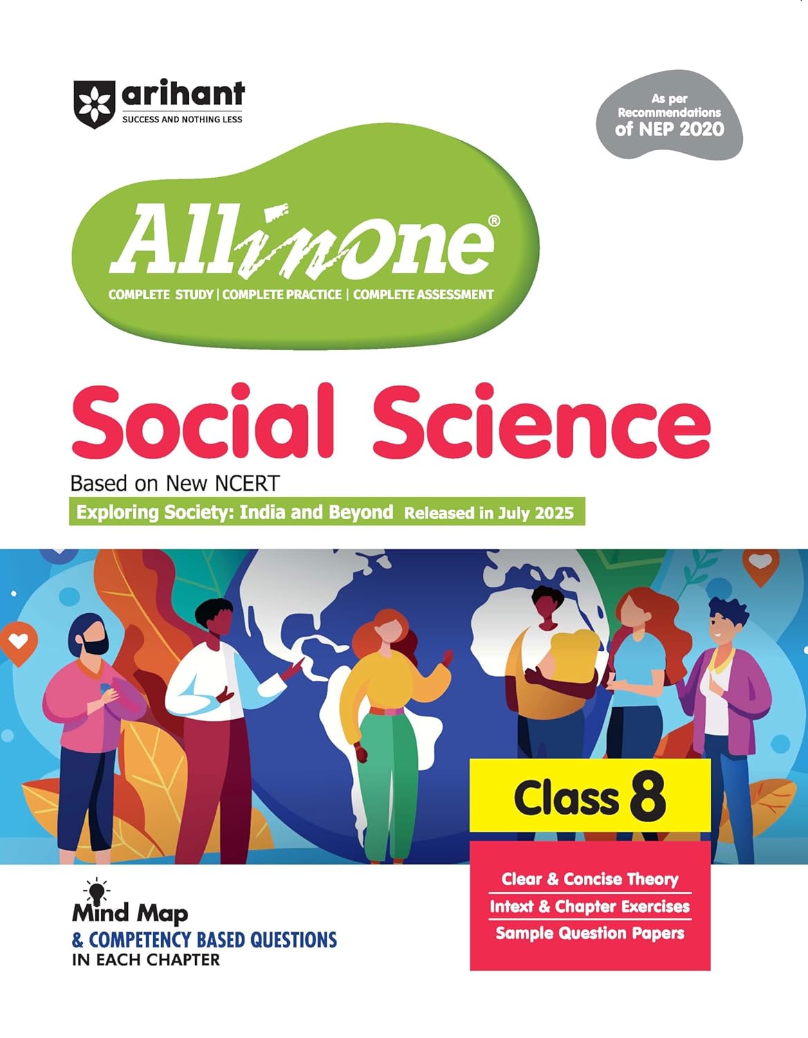 Arihant All in One Social Science Class 8 Book 2025 | NCERT Textbook Based | Exploring Society: India and Beyond | Complete Study, Practice & Assessment with Mind Maps, Chapter Exercises & Sample Question Papers | English Medium