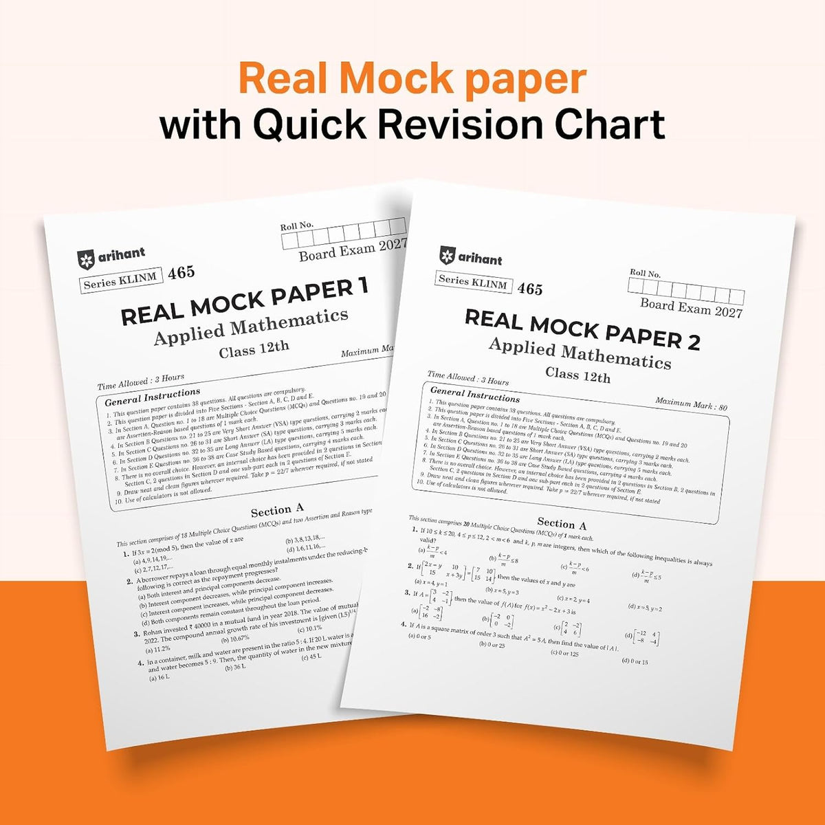 Arihant i-Succeed CBSE Sample Papers 2027 Class 12 Applied Mathematics | 15 Sample Question Papers | Colour-Coded Revision Cheat Sheets, Toppers Copy | Free Super Power Kit