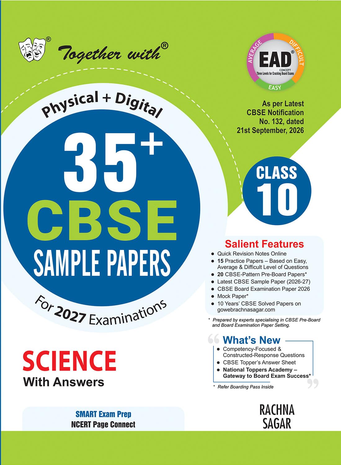 Together with 35+ CBSE Sample Papers Class 10 Science 2026-27| 15 Easy Average Difficult (EAD) Sample Papers Physical + Digital Edition| As per SQP released on 21 Sep 2026 | CBSE Topper Sheet