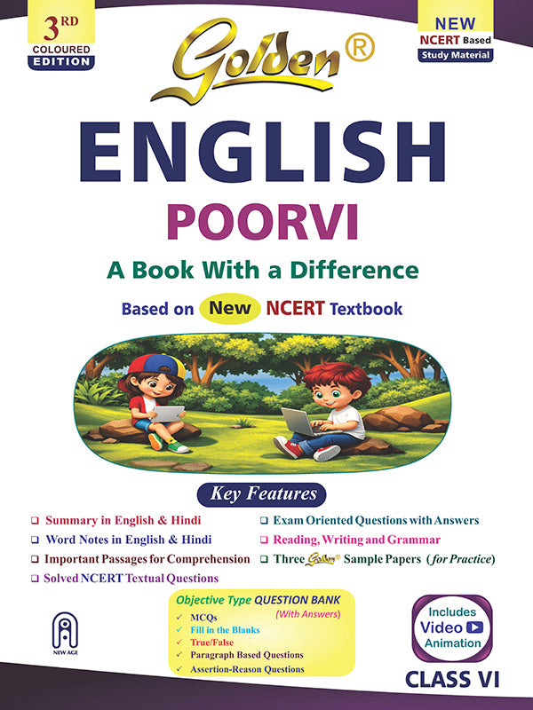Golden English Study Material Based on NEW NCERT Poorvi For Class 6 For CBSE 2027 Board Examsi