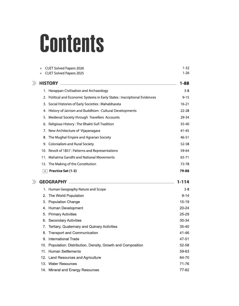 Arihant NTA CUET UG 2027 Section II Domain Humanities| History, Geography & Political Science | 3000+ Exam Pattern MCQs, Solved Paper 2026, Quick Revision Notes & 2 Practice Sets