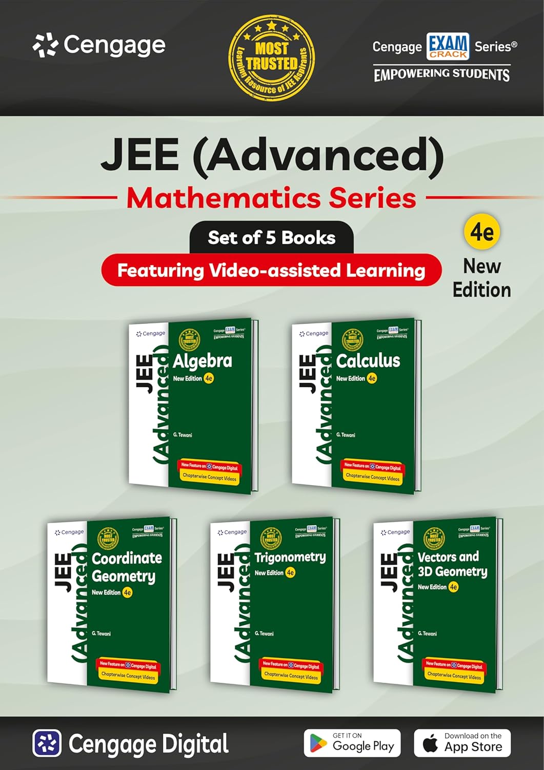 Cengage Mathematics Combo for JEE Advanced: Algebra + Calculus + Coordinate Geometry + Trigonometry + Vectors & 3D Geometry Set of 5 Books with Chapterwise Concept Videos & Online