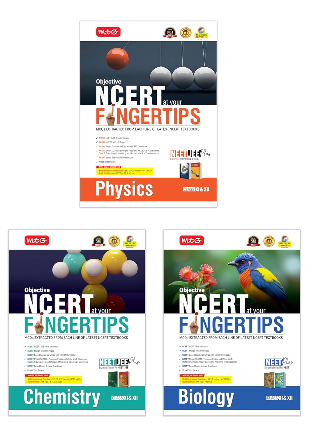 MTG Objective NCERT at your FINGERTIPS Physics, Chemistry & Biology For 2025-2026 Exam (Set of 3) - NCERT NEET Trend Indicator, HOTS MCQs, Rank Predictor & Notes with HD Pages | NEET Books (Based on NCERT Latest Pattern)